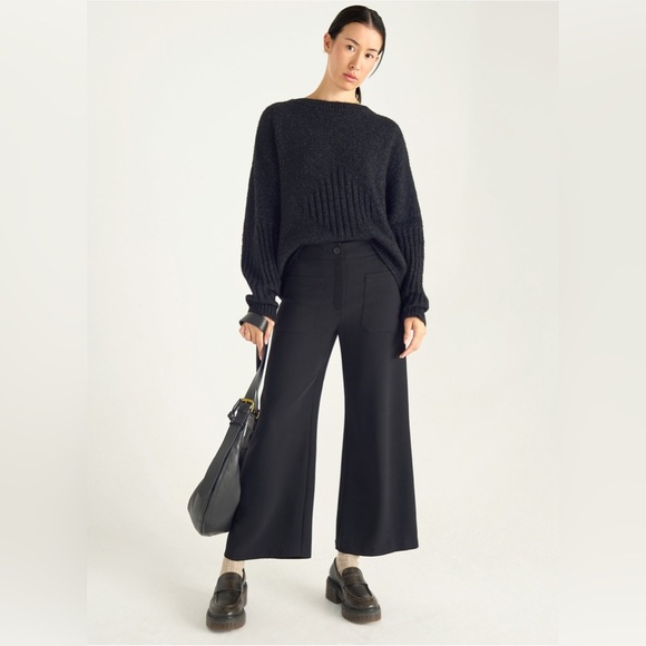 Cotélac High-Waisted Cropped Wide Leg Pants Elegant In Black Size 1/US 6 NEW